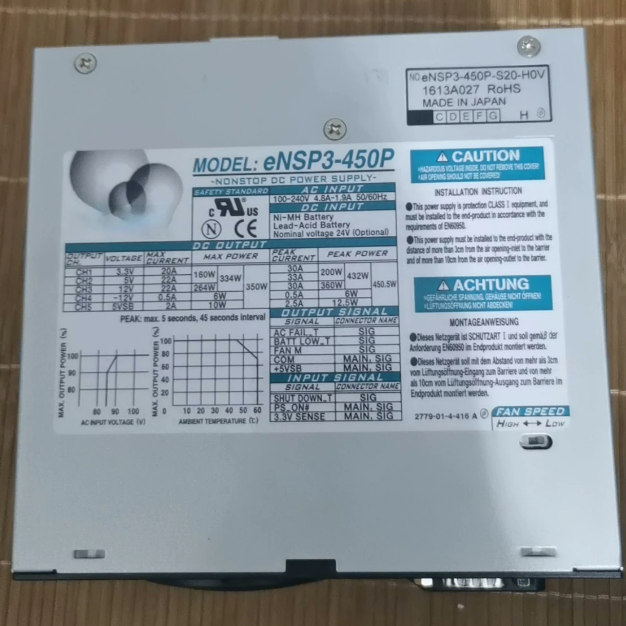 

eNSP3-450P for Nipron 450W Nonstop Power Supply (RS232C Signal Type),eNSP3-450P-S20-H0V