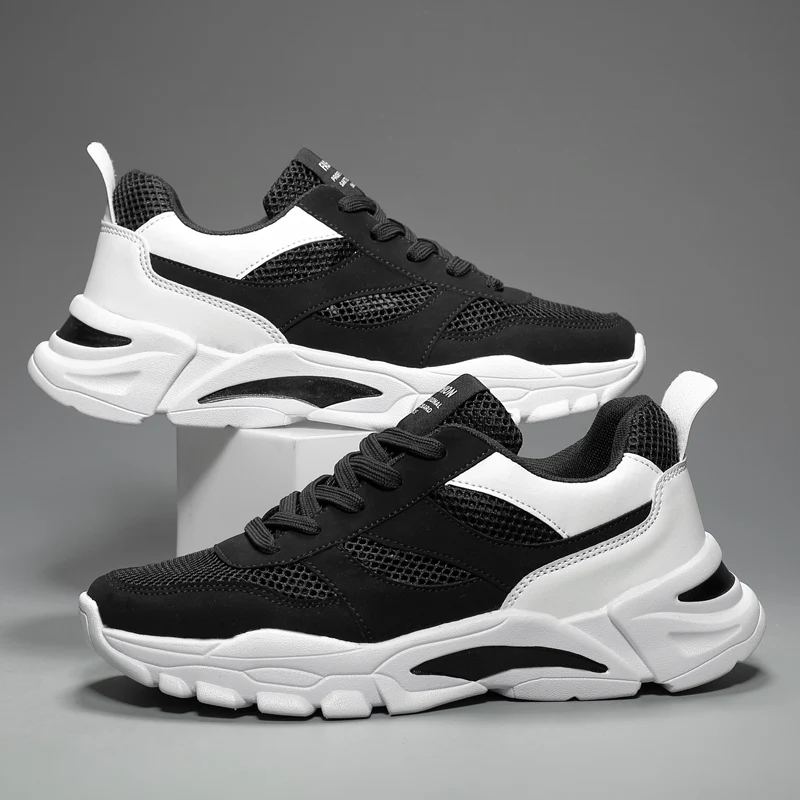 Men Running Shoes Summer Men Sneakers Outdoor Mesh Breathable Casual Shoes Non-slip Hollowed Out Platform Lace Up Size 39-45