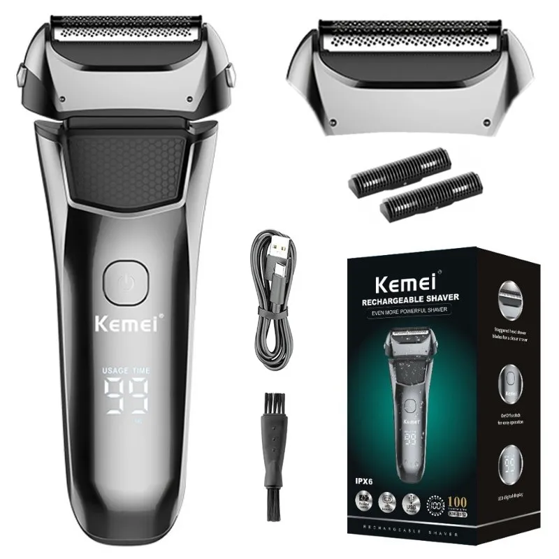 Rotary Shaver Electric Razor Electric Shaver Electrical Rotary Shaver Cordless Shaver Kemei Washable Wet & Dry Electric Shaver For Men Face Beard Electric Razor Rechargeable Head Bald 3-Blade Shaving Machine System