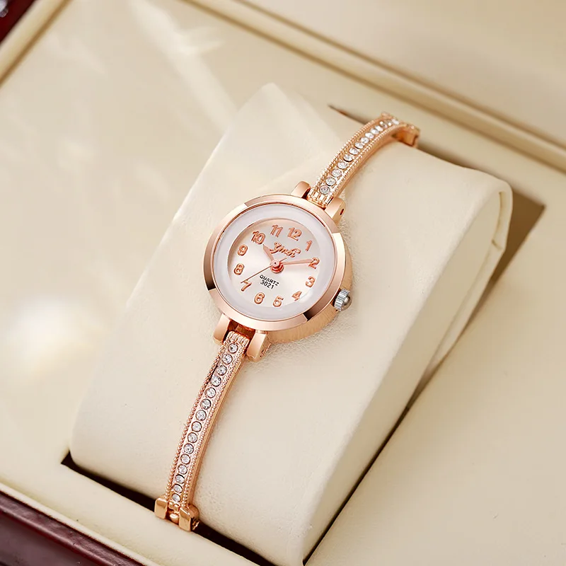 Women's high appearance level vivid exquisite Arabic numerals dial small dial steel band quartz watch. 2