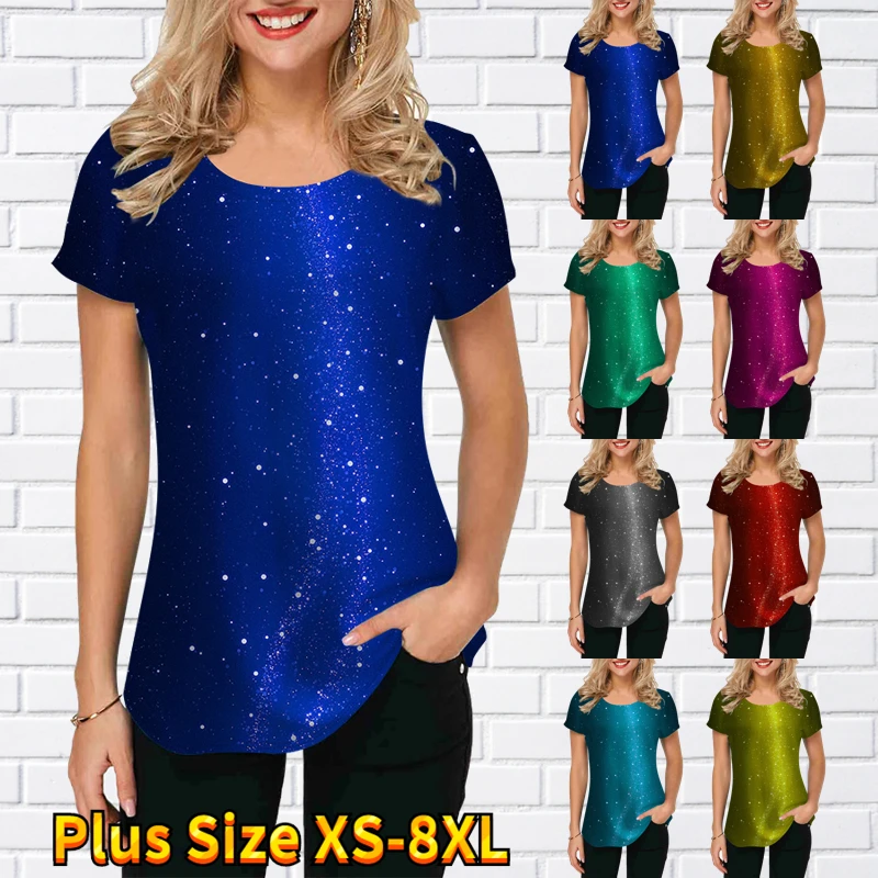 

Print Colorful Print Summer Print Women's Tops Short Sleeves Fashion Casual Women's T-Shirts Women's Tops XS-8XL