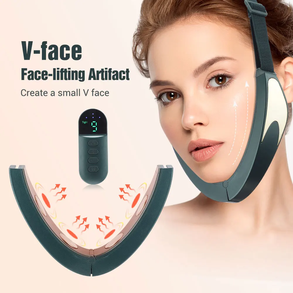 Ems Microcurrent Face Lifting Device Double Chin V Shape Lift Belt High Frequency Vibration