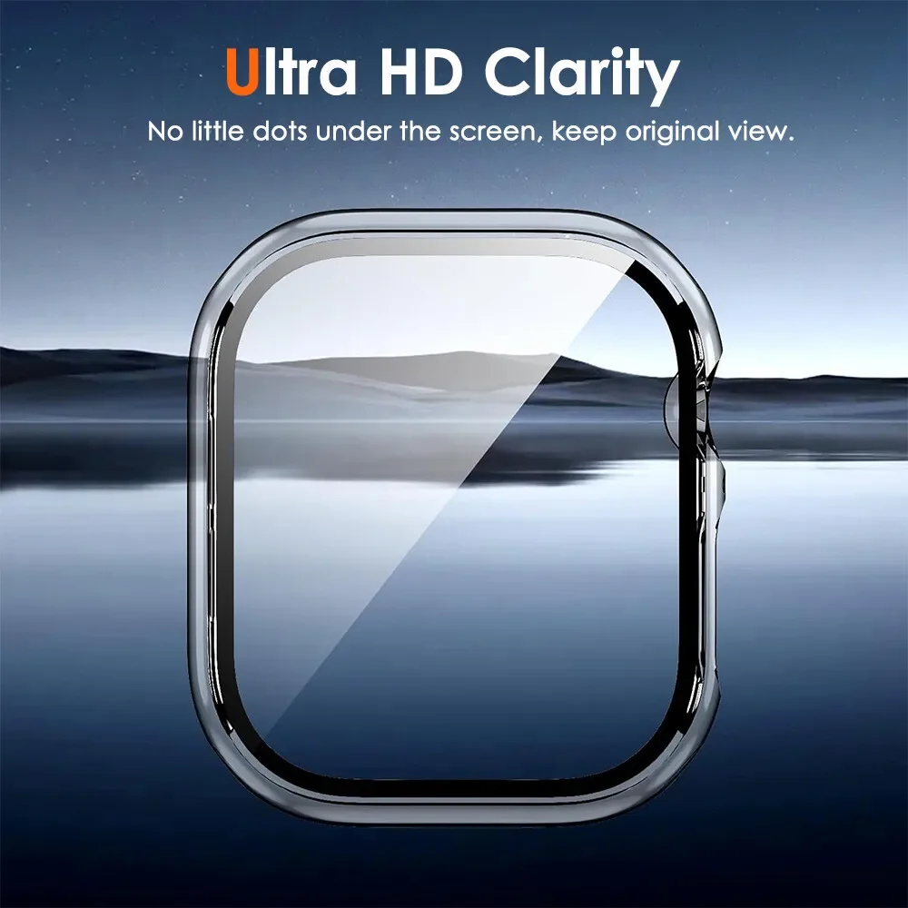 Smart Watch Protective Case with Tempered Glass Screen Protector - 2-in-1 Hard PC Design, Anti-scratch Cover