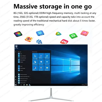 24" All-in-One Desktop Computer with i3/i5/i7 CPU, IPS Screen, 8GB RAM 256GB SSD for Business Office 1