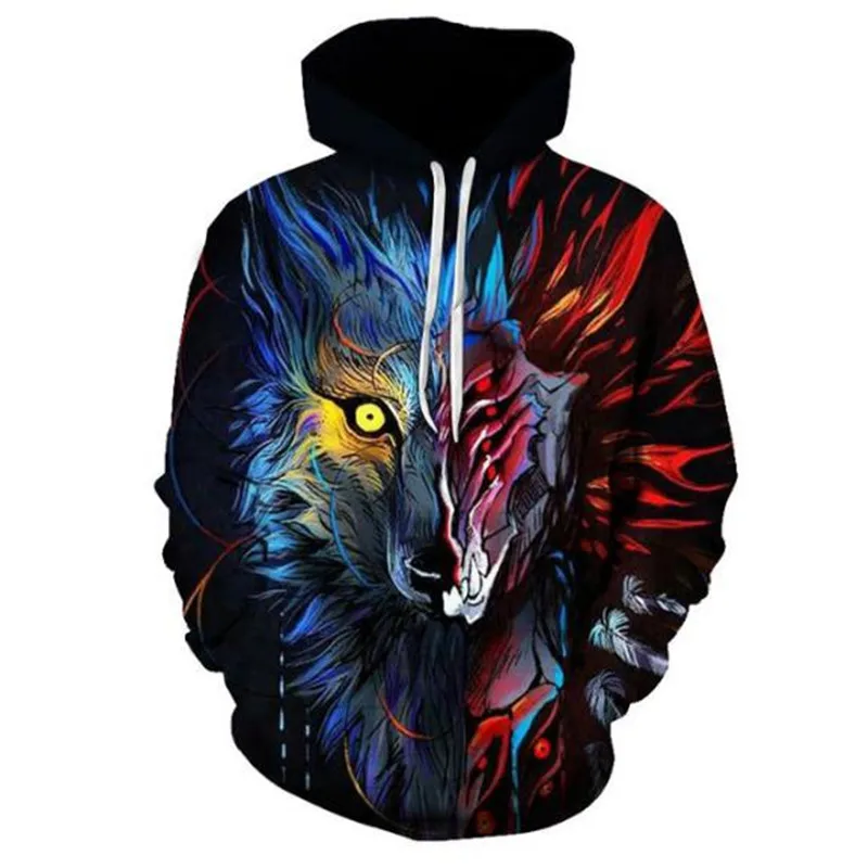 Irdatlan Vad Animal Beleöl Búbos mens sweatshirts 3D Bennyomás Tükörlap Széria Garbó stv Ruhaujj hoodies streetwear tops