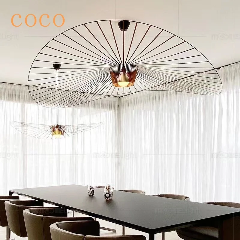 

Individual Creative Nordic Straw Hat Chandelier Black Rattan Hanging Lamps Kitchen Living Room Network Red Ceiling Chandelier