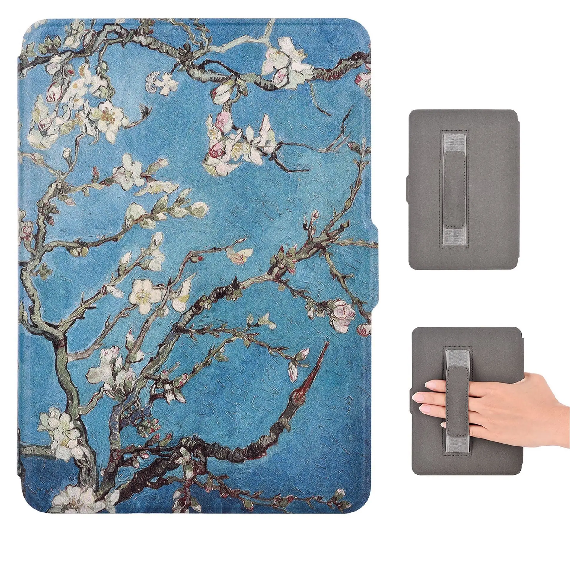 Premium Leather E-Reader Case with Screen Protector and Hand Strap, Auto Wake/Sleep Feature