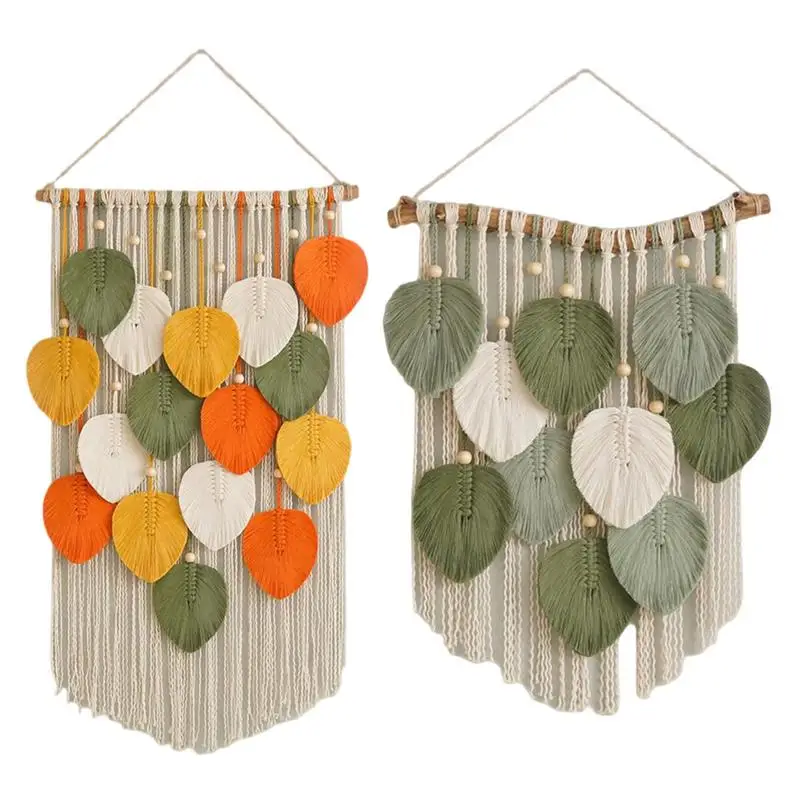 

Macrame Wall Decor Dream Catchers Living Bedroom Wall Tapestries Bohemian Woven Leaf Tapestry Wall Hanging Room Decoration