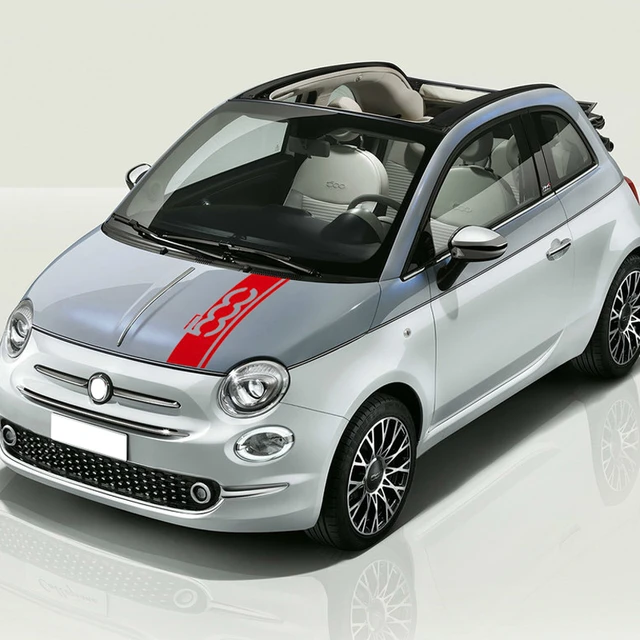 FIAT 500 Mirror Covers in Carbon Fiber - Italian Racing Stripe