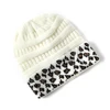 10 Colors Leopard Beanie Women Stretch Knitted Crochet Beanies Winter Hats For Women Warm Lady Messy 3