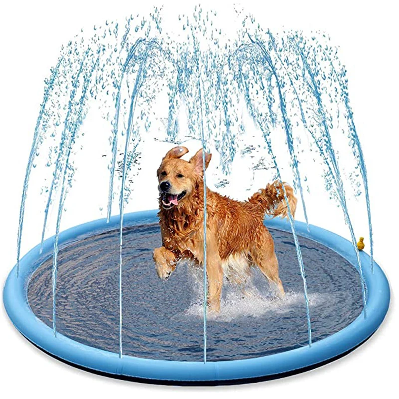 

150/170cm Outdoor Summer Pet Swimming Pool Inflatable Water Sprinkler Pad Play Cooling Mat Interactive Fountain Toy for Dogs