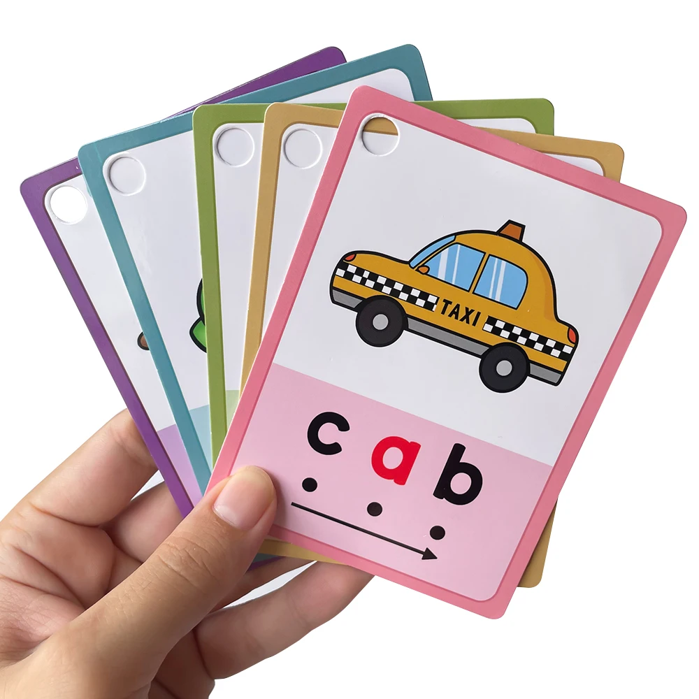 Kids CVC Words Learning Cards ESL Teaching Materials for Toddlers Sight Words Teaching Aids Vocabulary Educational Montessori 6