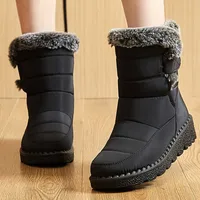 Bottes de neige imperméables avec fourrure pour femmes, talons bas, tendance, rinçage, chaussures d'hiver, 2024 4