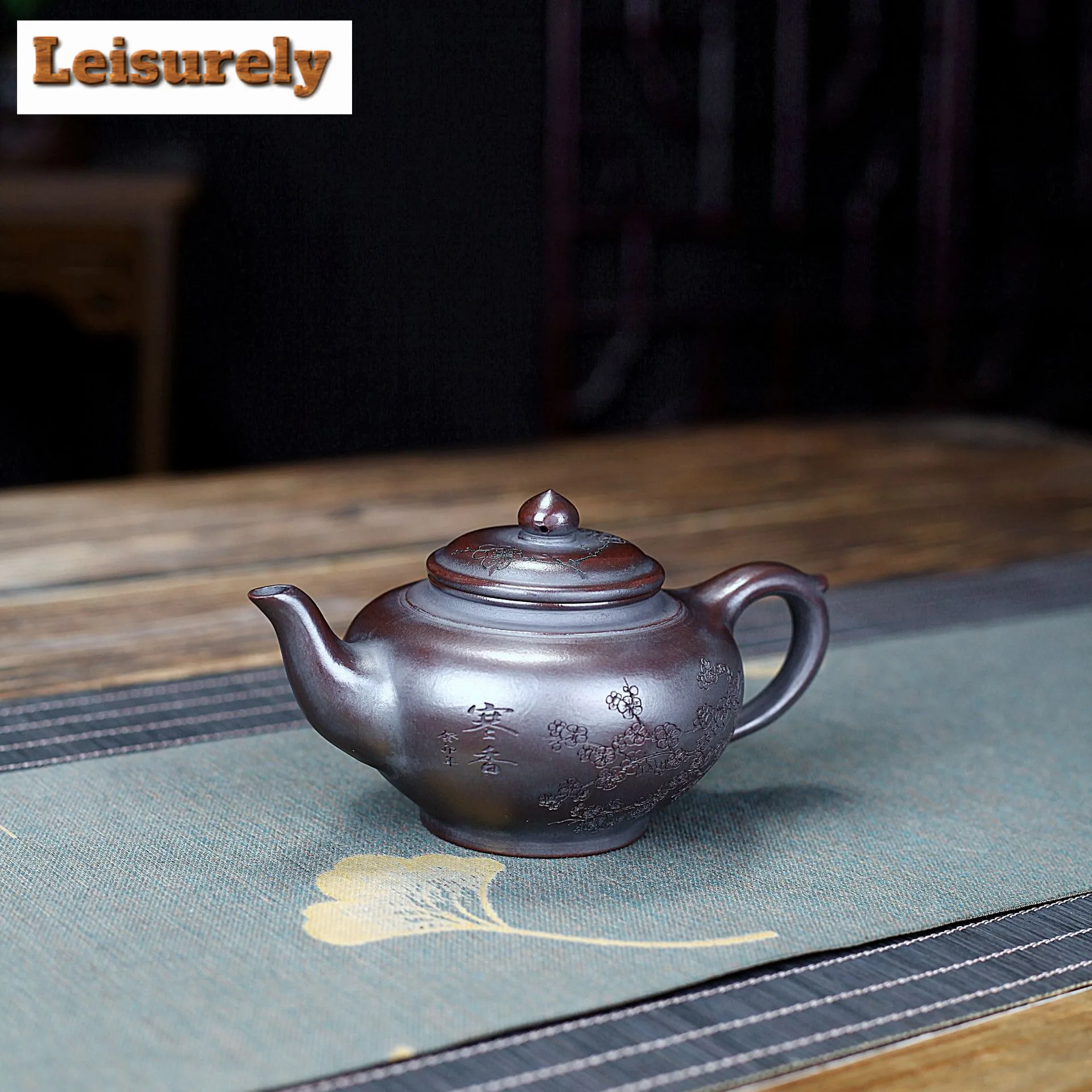 290ml Boutique Yixing Purple Clay Teapots Handmade Laughing Sakura Pot Raw Ore Antique Red Mud Tea Brewing Kettle Zisha Tea Set