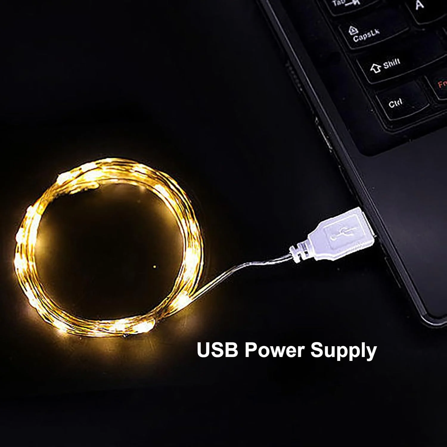 Enchanting 200-LED Copper Twinkle String Lights - USB Powered, Waterproof