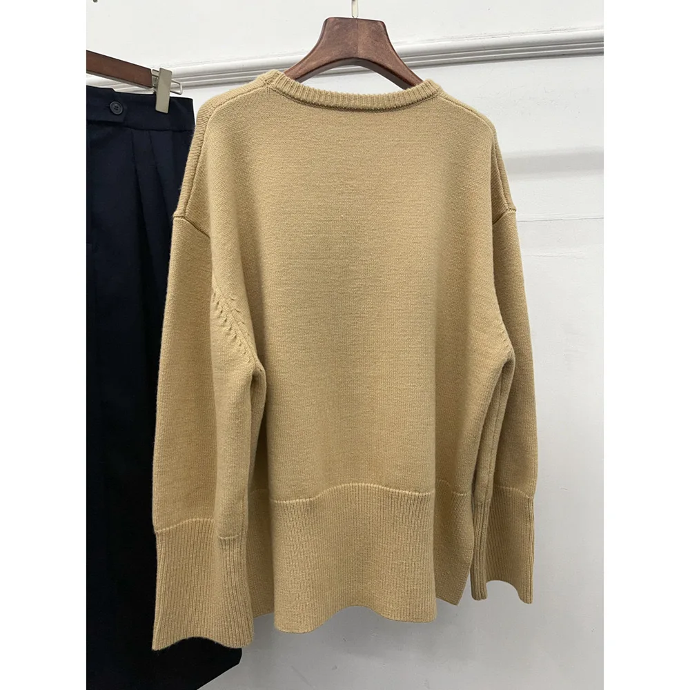 LUXURY-Sweater for Women, Casual Loose Blend, Round Neck, Long Sleeved Knit Top, Nordic Style, Spring and Winter, 2025 3