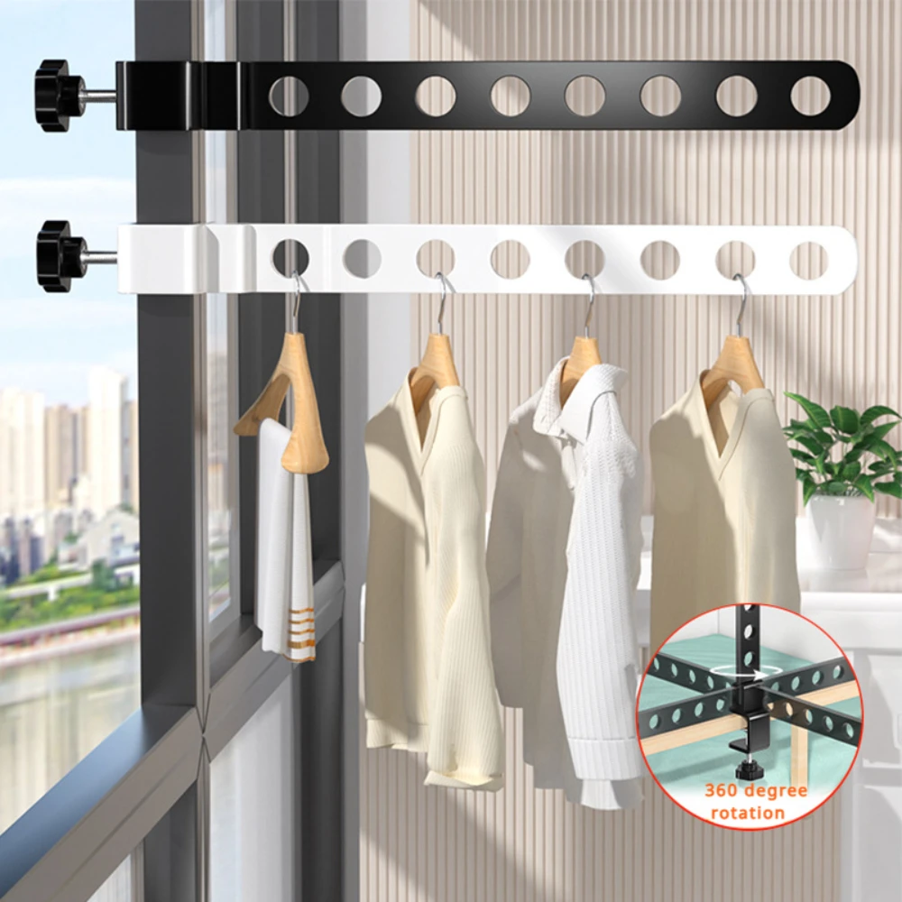 Wall Mounted Foldable Clothes Rack, Space-Saving, Aluminium Drying Rack, Window Hanger, Clothes Organization
