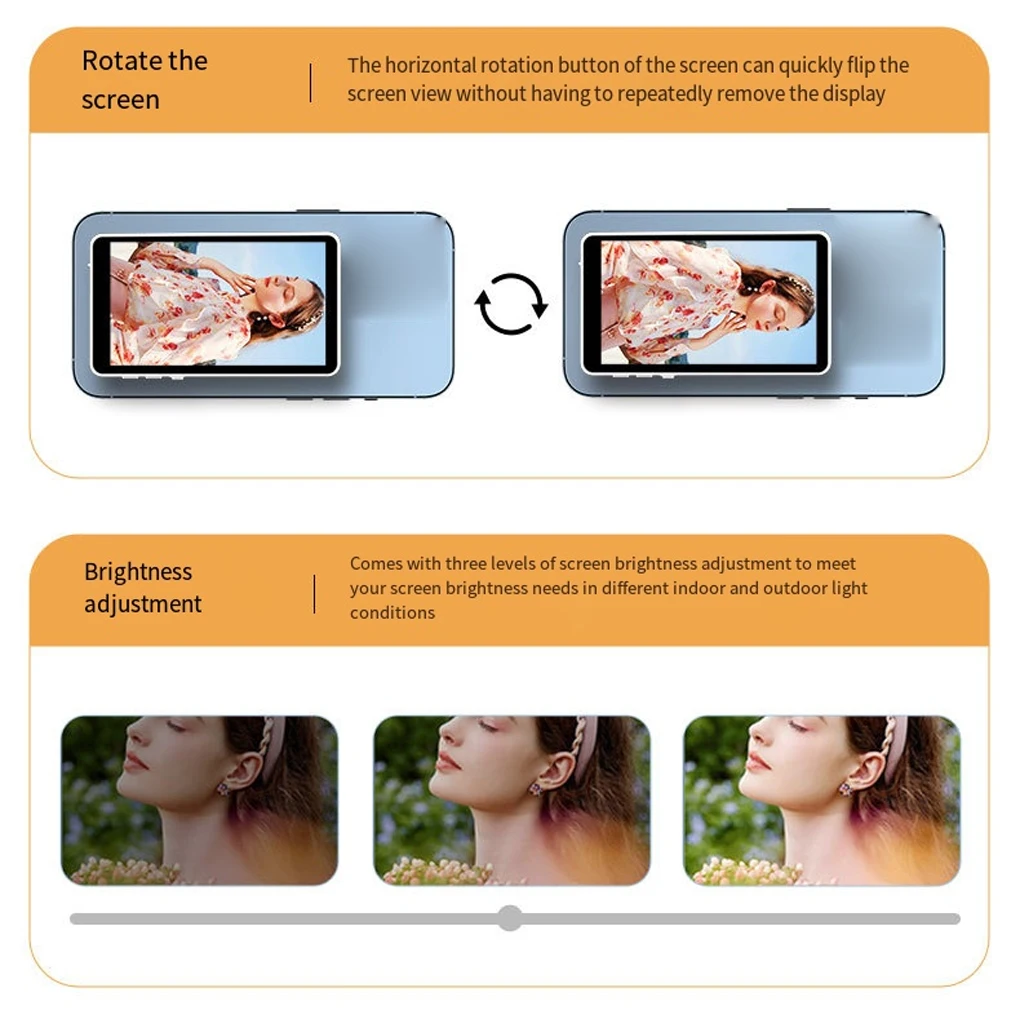 Magnetic Phone Selfie Monitor Screen for Smartphone Rear Camera Selfie Vlog Live Stream 5G/4G Dual-mode WIFI Wireless Projector