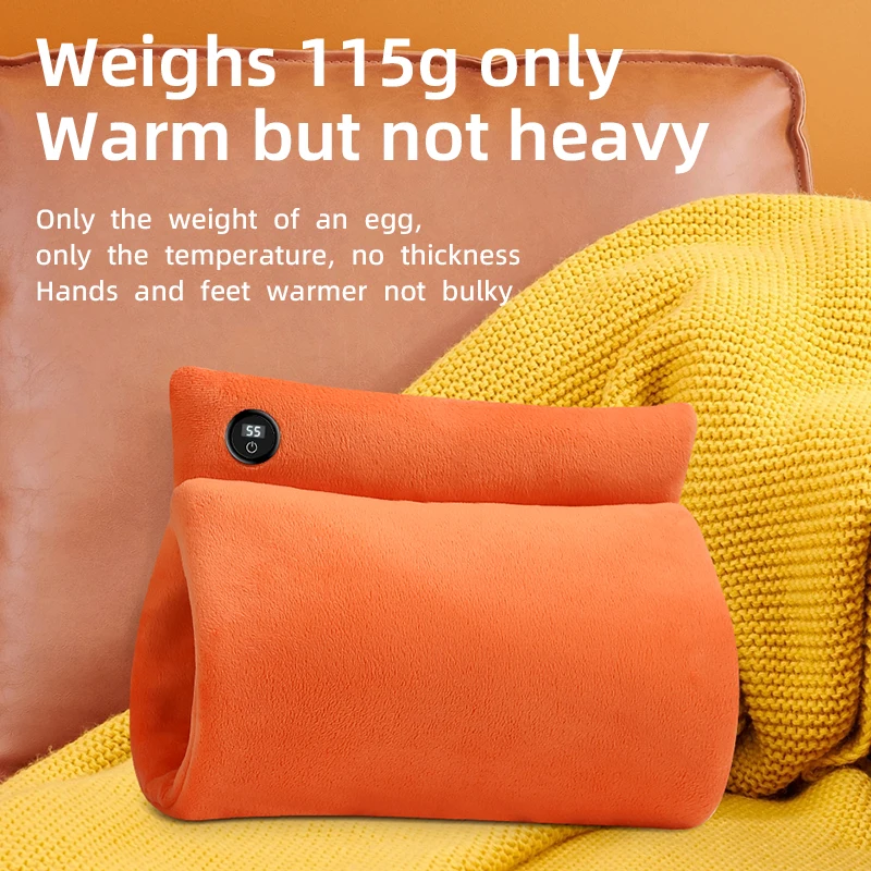 Hand Warmer Rechargeable Hot Water Bag 3 Gear Temperature Fast Heating Soft Flannel Winter Heated Bag Warming 6