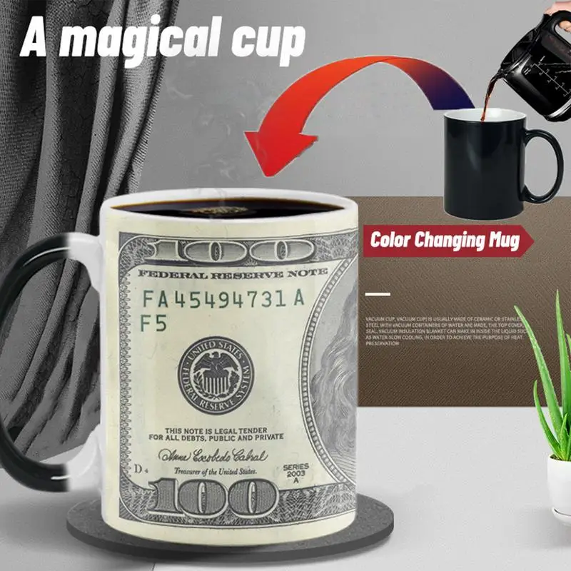 

Dollar Color Changing Mug Ceramic Mug Heat Changing Mug Dollar Bills Espresso Mug Coffee Mugs Funny Cup Heat Sensitive Mug