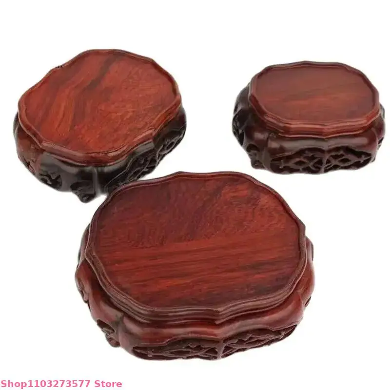 

Redwood Carved Hollow Flower Pot Frame Bonsai Table Fish Tank Wooden Base Vase Tea Set Base Miniature Character Decoration Frame