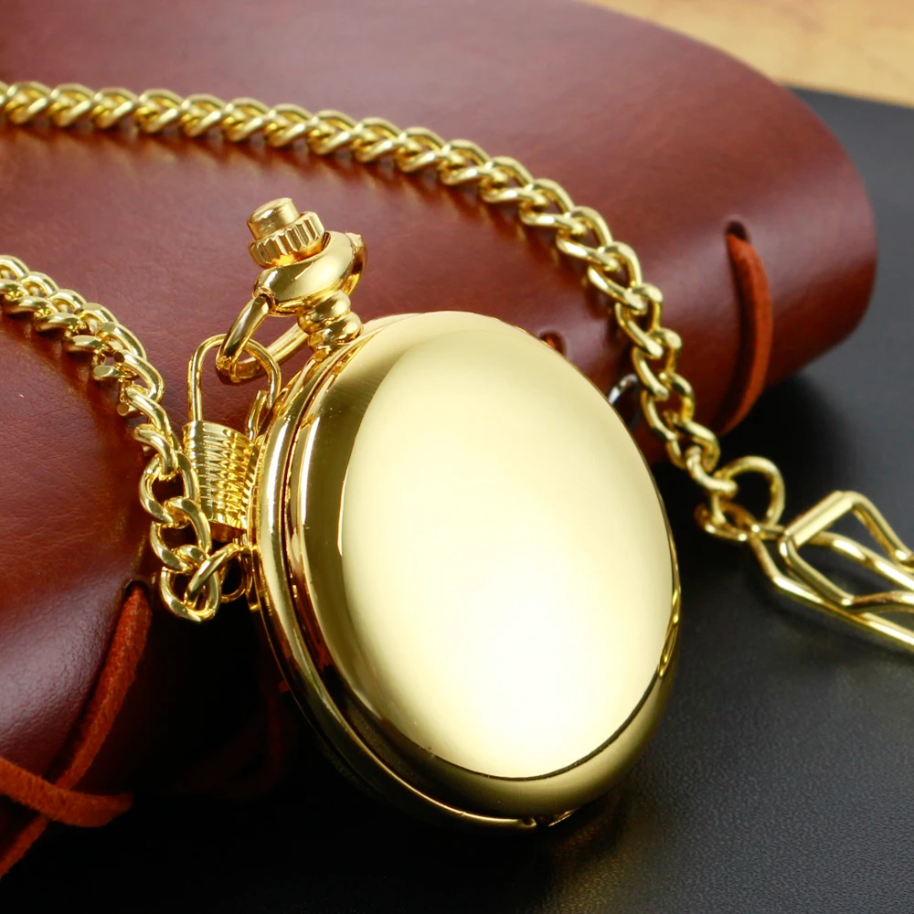 

Hot Selling Gold/Silver/Bronze/Black Smooth Quartz Pocket Watch Vintage Multicolor Necklace Pocket FOB Watch Pendant Men Women