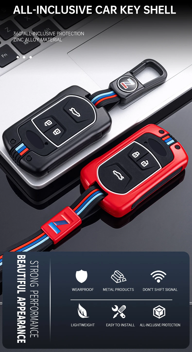 Custodia per chiave auto in metallo copertura guscio di protezione per Chery Tiggo 5 Tiggo 7 Tiggo 8 Arrizo 5x6 7 3 bottoni accessori portachiavi intelligenti - Sf5a5b55bb7594ffb85fae63d31a0a824O