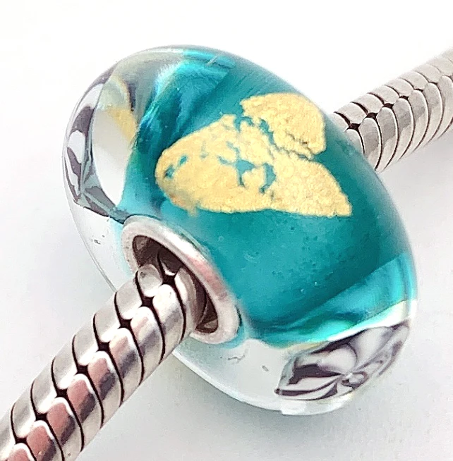 

PJG63 100% S925 Sterling Silver Beads Murano GlassBeads Fit European Charms Bracelet DIY Jewelry LampWork Handmade