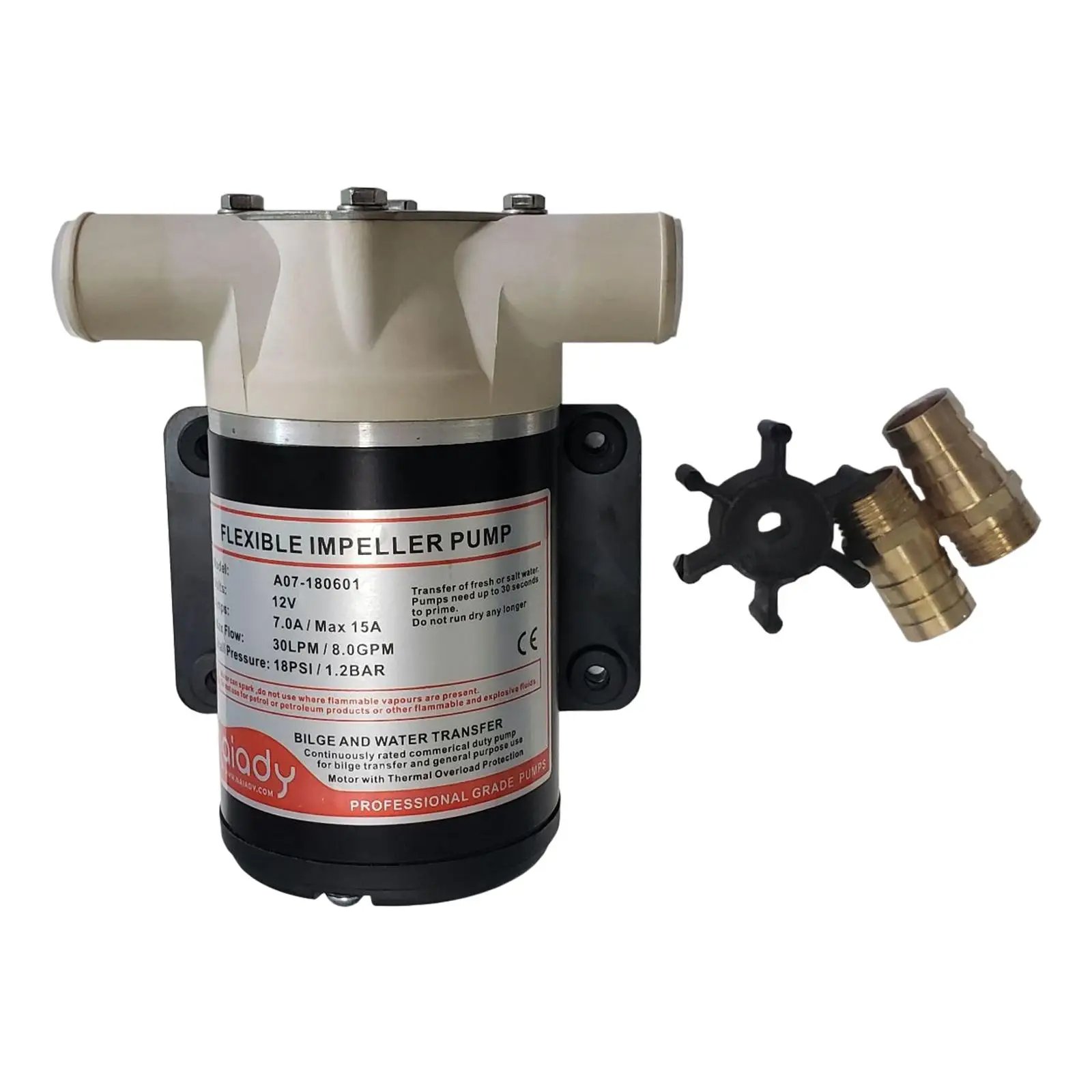 

Flexible 8 GPM 30 LPM Self Priming Centrifugal Impeller Bilge Pump Marine