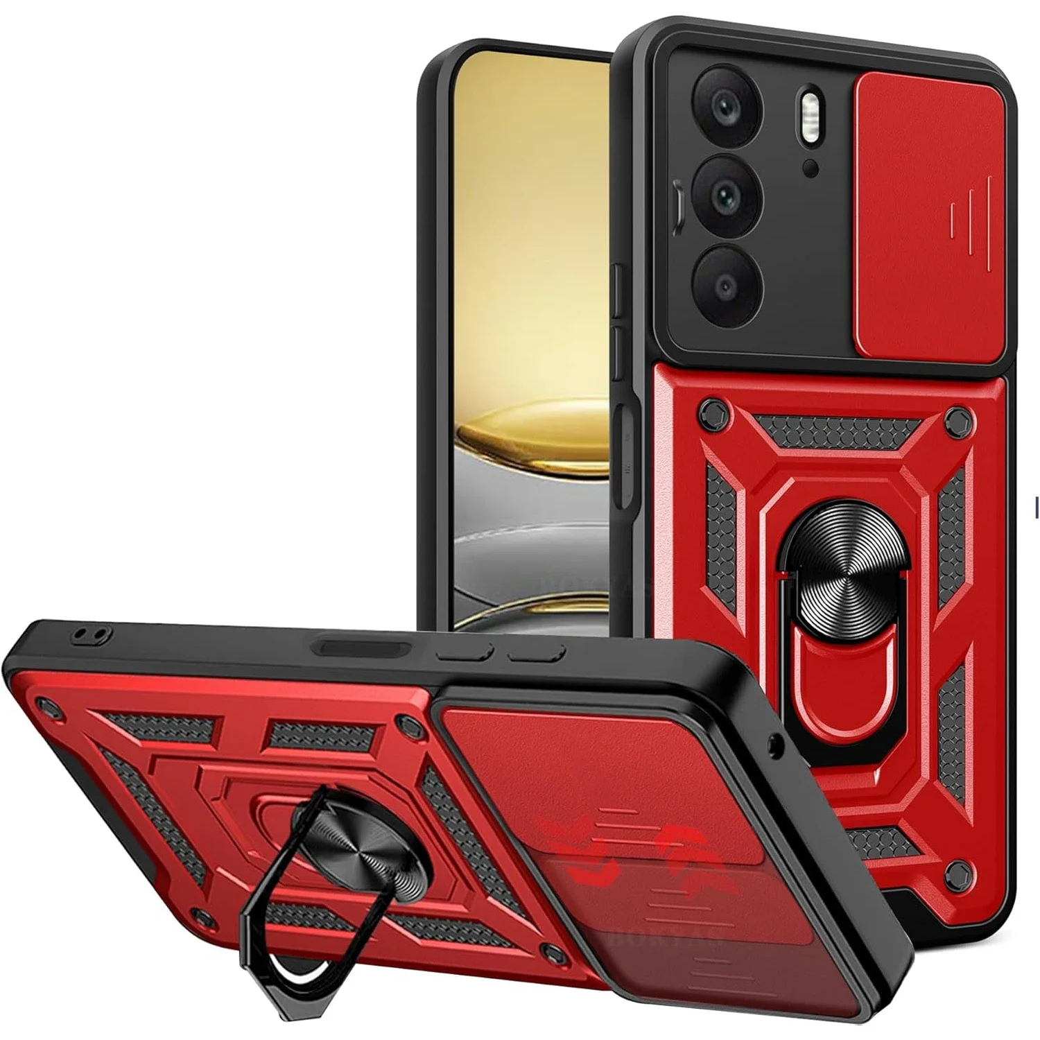Enhanced Armor Case with Lens Protection and Magnetic Ring Holder - Durable Phone Cover Shell