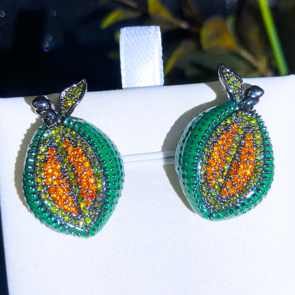 Missvikki Surper Cute Lemon Orange Earrings For Noble Women Bridal Wedding Daily Jewelry Luxury Gorgeous High Quality