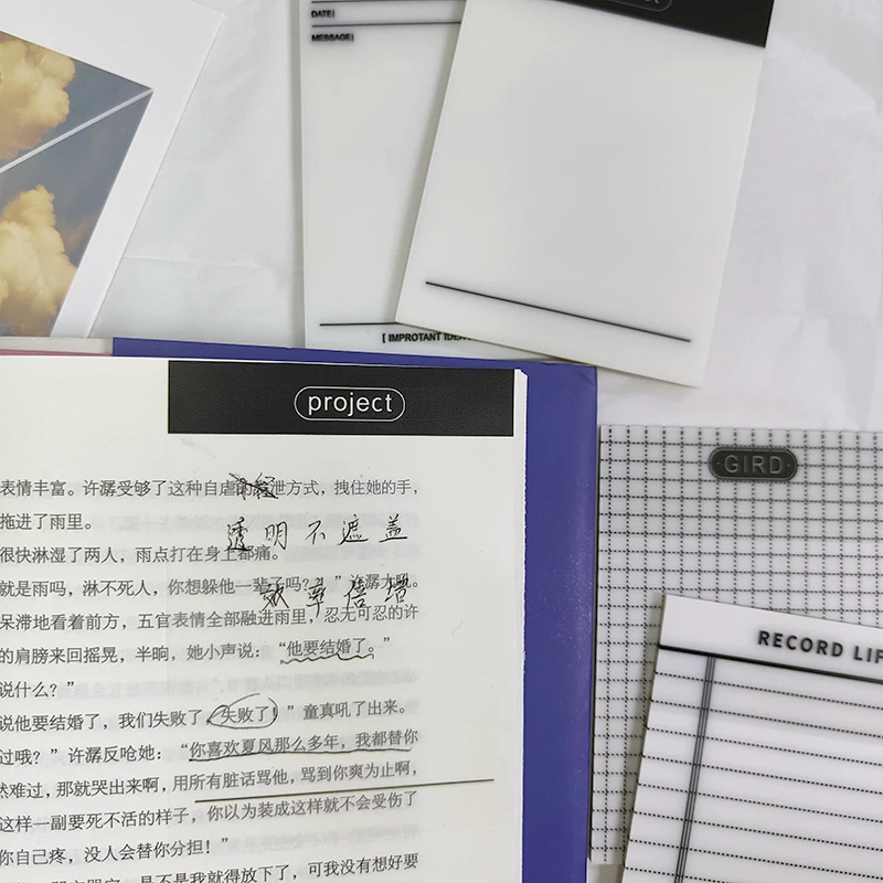 200 Sheets Transparent Waterproof Posted It Sticky Note Pads Notepads Posits for School Stationery Office Supplies 3