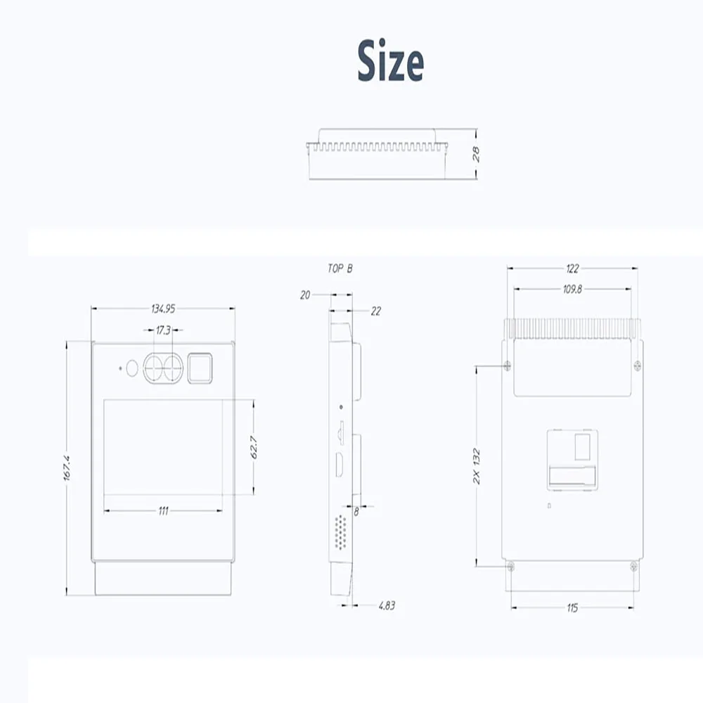 5 inch TCP/IP wifi Dynamic face recognition time attendance access control 2.0 MP camera 20000 faces temperature detection