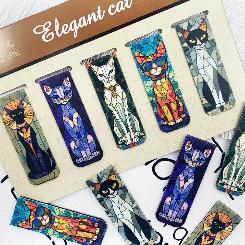 Cat Magnetic Bookmarks 5pcs School Stationery Reading Pages Books Annotated DIY Aesthetic Creative