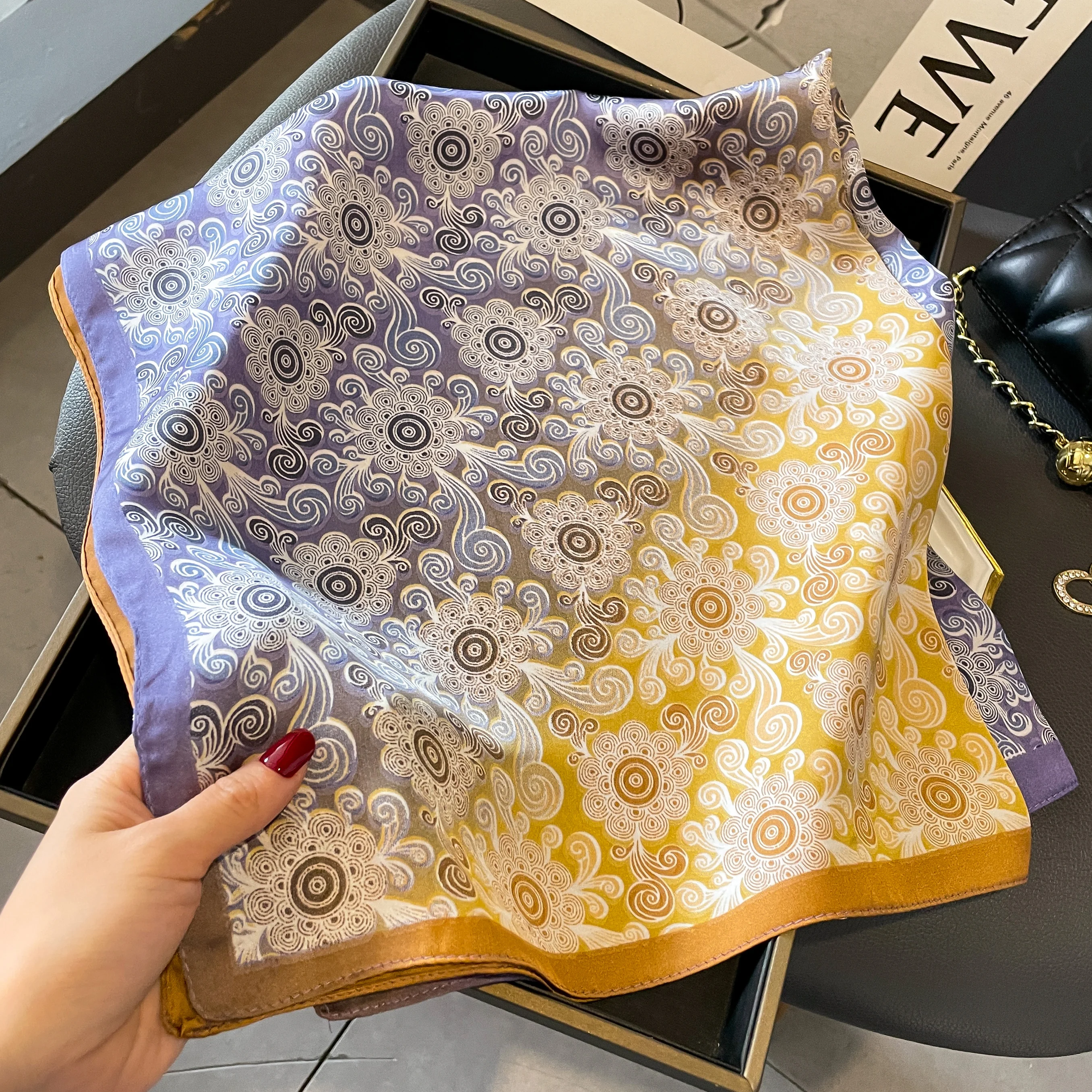 2024 New Horse Print Female Silk Neck Scarf Square Hair Scarves Foulard Head Band Shawls Wraps Neckerchief Bandana Women