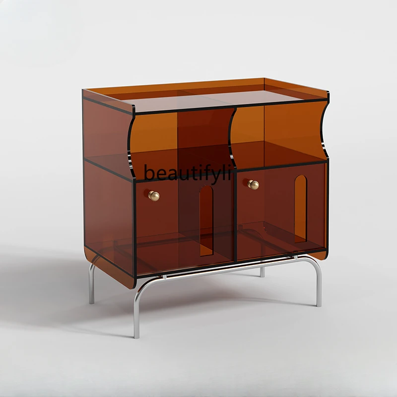 

Acrylic Light Luxury Sideboard Modern Minimalist Bedroom Bedside Table Storage Low Cabinet