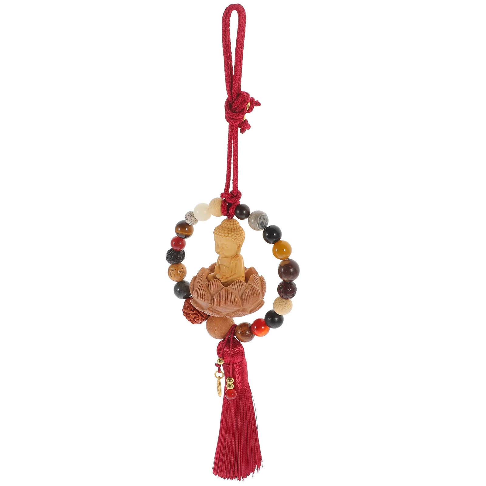 

Household Buddha Wood Pendant Vintage Decor Polyester Decorative Hanging Charms