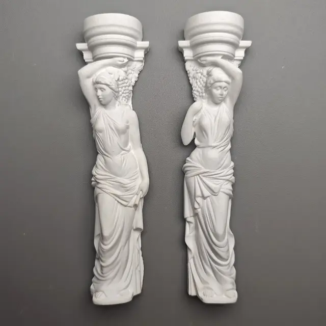 ​ ​ Ensemble de statues de colonne de jeune fille classique – Sculptures en plâtre, artefact d'étagère d'inspiration grecque et décor d'étude à collectionner 2