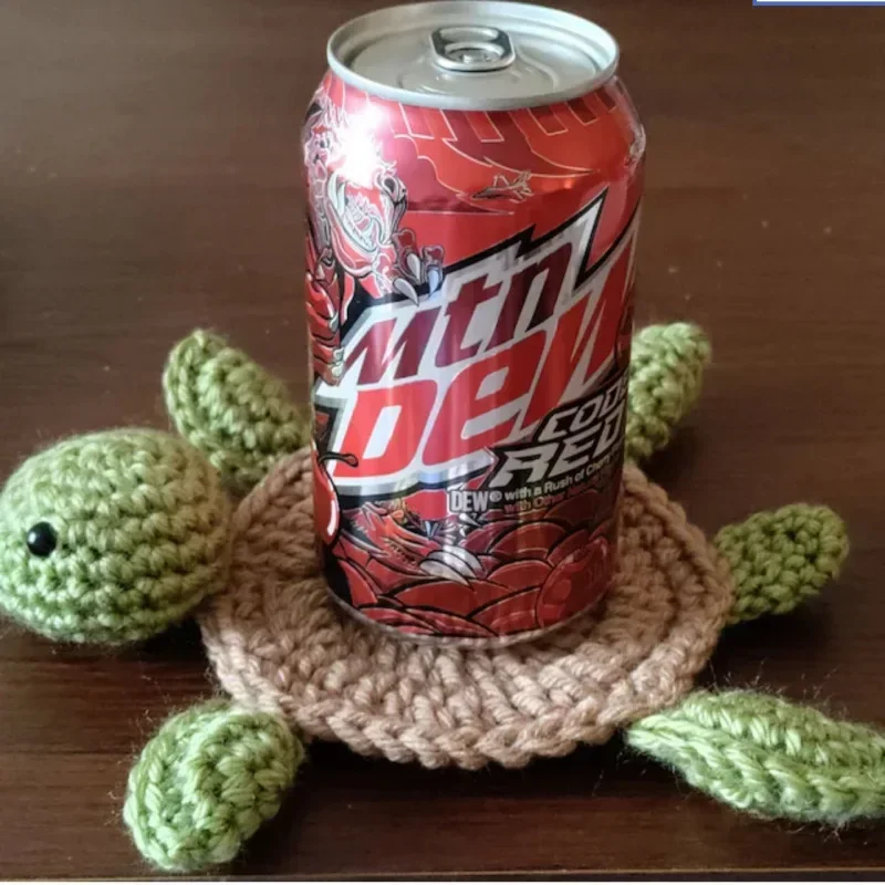 

1pc Tea Cup Mat Crochet Little Turtle Cup Cushion Handmade Coaster Heat Mat Halloween Party Plate Mat Insulation Table Treasures