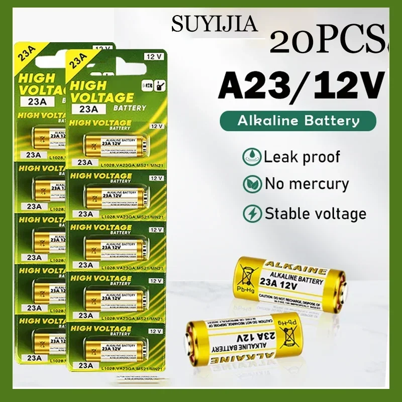 Alkaline battery 20PCS 12V A23 23A 23GA A23S E23A EL12 MN21 MS21 V23GA L1028 GP23A LRV08 For Remote Control Doorbell Dry Cell