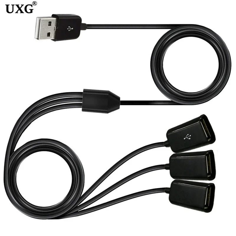 1m 0.3m USB Extension Cable 3 in 1 USB Charge Fast 3A Charging Date Cable Y Splitter Cable USB Male to USB Female 1 to 3  Cord