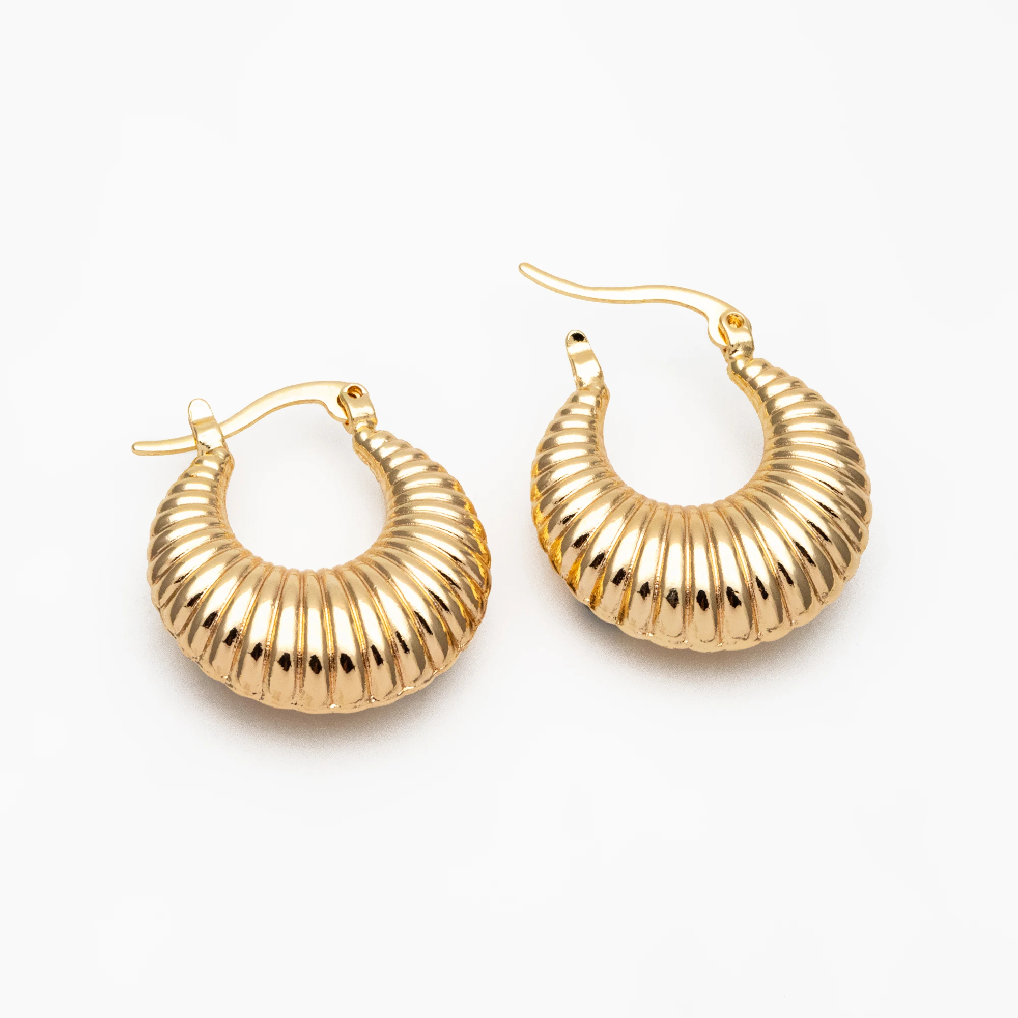 

4 шт золотые U-образные серьги 25x22 мм, латунные покрытые настоящим золотом, минималистичные серьги-кольца (Φ)