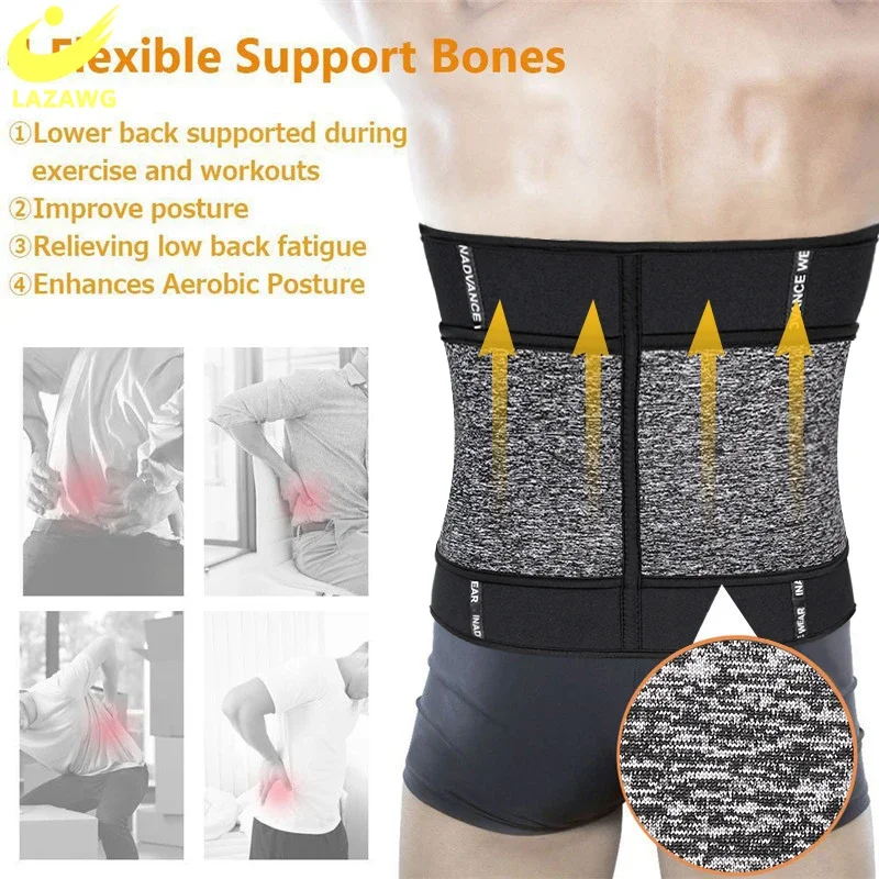 LAZAWG Mens Neoprene Sports Waist Trimmer Body Shaper Waist Trainer Weight Loss Fitness Sweat Belt Slimming Strap Waist cincher