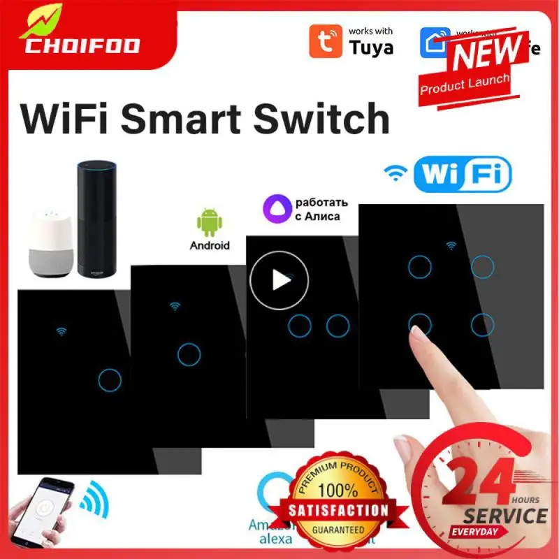 

1PCS WiFi Smart Light Touch Switch Smart Life Glass Panel EU Wall Switch 2way No Neutral Wire Smart Home Alexa Home