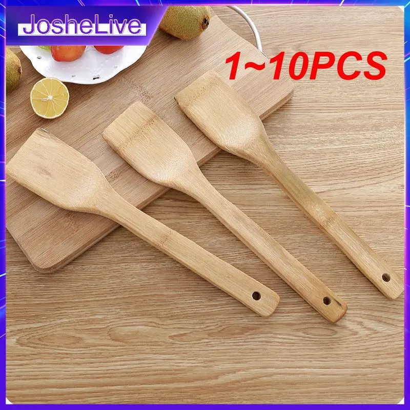 110PCSBambooSpatulaNaturalBambooWoodKitchenSpatulaSpoonHolder