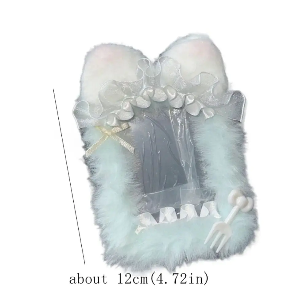 Cute Cat Ear Lace Photo Protector Case Ins Style Cartoon Plush Card Holder Durable Finished Product Diy ID Credit Case School