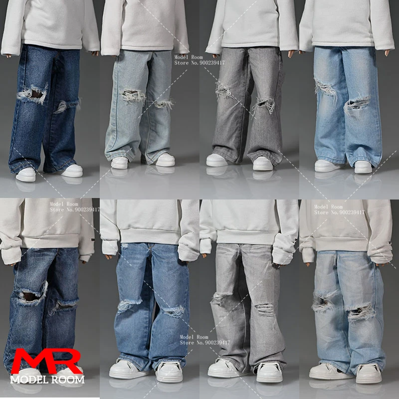 

1/6 Scale Hole Jeans Fashion Loose Denim Pants Clothes Model Fit 12'' Male Female Soldier Action Figure Body Dolls