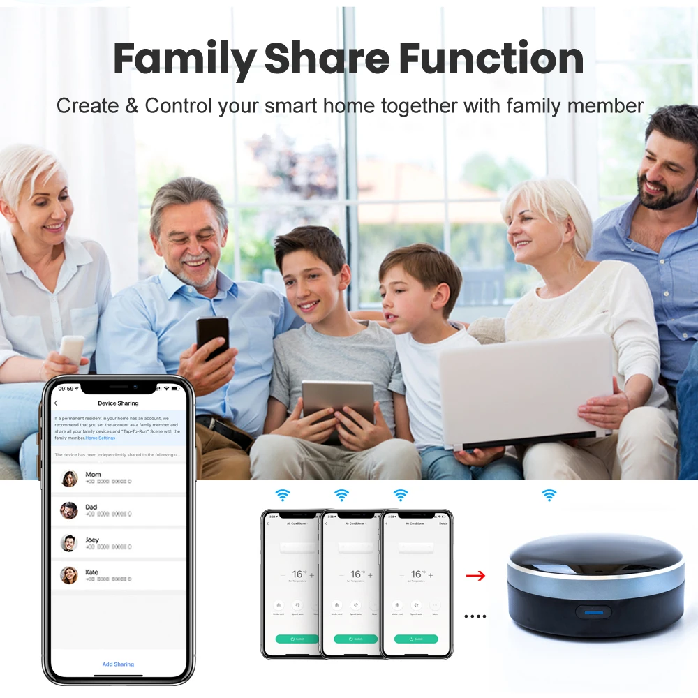 Tuya 스마트 Wi-Fi IR + RF 범용 원격 제어 TV 용 적외선 블래스터 AC 커튼 롤러 셔터는 Alexa Google 홈과 함께 작동합니다.