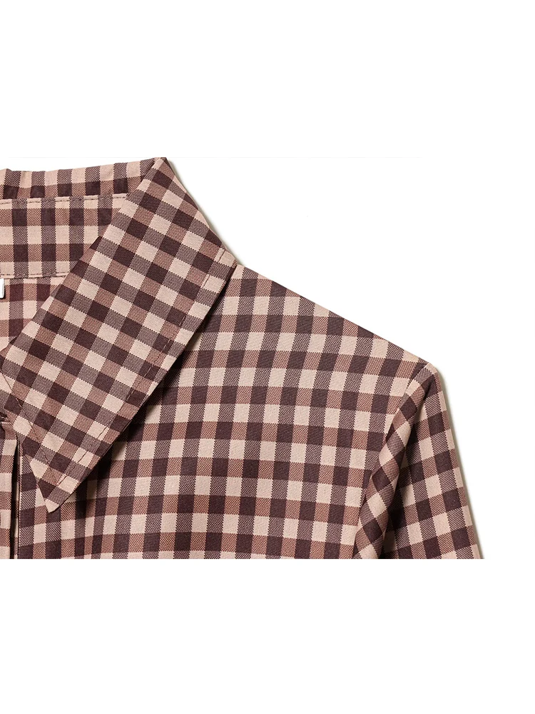 New Spring Women Shirt Long Sleeve Classic Plaid Printed Blouse Slimming Ladies Office Single Breasted Lapel Ladies Plaid Shirts