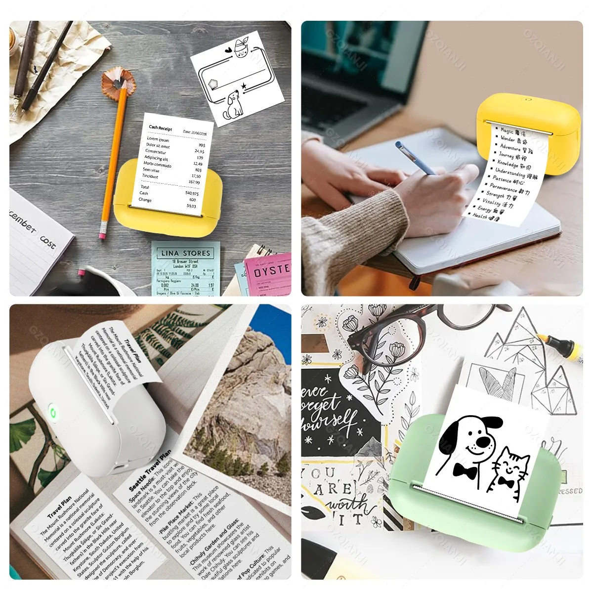 300DPI Mini Portable Thermal Printer Pocket Label Printer 58mm Photo Sticker Printing Wireless Bluetooth Android iOS Printers